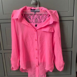 pink long sleeve button up size small!